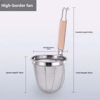 Wooden Handle Pasta Basket Strainer Thickened Noodle Dumplings Mesh Basket  Kitchen Gadgets B