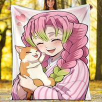 Nezuko Demon Slayer Kanroji Mitsuri printed throw blanket—soft,warm;versatile blanket for all seasons—perfect as &air-conditioning throw,nap blanket 80cmx120cm
