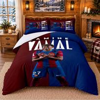 Printed 3Pcs Bedding Set Lamine Yamal Pattern Bed Sheet Pillowcase For Bedroom Decor 135cmx200cm blue