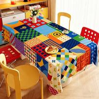 Contrasting Color Waterproof Tablecloth Dopamine Grid Color Tablecloth DirtResistant Light Luxury Table Cloth Coffee Table Tablecloth 60x120cm [waterproof and stain-resistant] blue