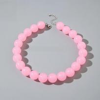 Exaggerated Colourful Choker Elegant Round Necklace Fashion Bohemia Bead Necklace  Women Fashion rožinė