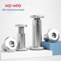 304 Stainless Steel Flat Hex Hexagon Socket Head Screw Furniture Rivet Connector Insert Joint Sleeve Cap Nut Set M2~M10 M5(D6mm)-2pcs