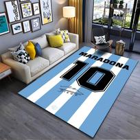 Sports Area Rug, Diego Maradona Argentina 10 Blue White Stripes Number Typography Poster, Fan Cave Decor, Non-Slip Mat 40x60cm( 15x23in ) white