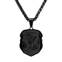 St. Michael the Archangel Holy Shield Necklace Men's and Women's Fashion Trend Accessories 60CM black