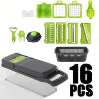 16 in 1 Handheld Slicers Dicers Graters Multifunctional Vegetable Chopper Kitchen Food Tool with Container Safety Guard 2 16 in 1-B yellow