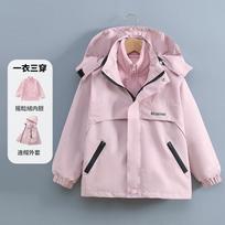 Girls 3 In 1 Fleece Jacket Outdoor Kids Two Piece Set 160 gray