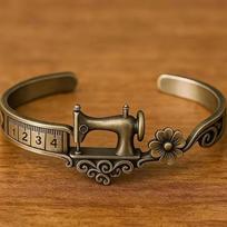Elegant Sewing Machine Bracelet Vintage Finger Ring Unise Adjustable Cuff Bracelet  Party Bracelet brown