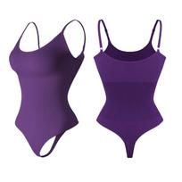 Women Seamless Sling Shapewear Bodysuit Tummy Control Butt Lifting Waist Shaper XXXL violetinė