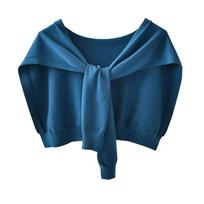 Korean Woman's Neck Guard Fake Collar Scarve Cashmere Warm Knitted Shawl Winter Wool Blouse Shoulders Cape Knotted Scarf Q36 gray