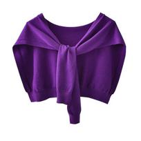 Korean Woman's Neck Guard Fake Collar Scarve Cashmere Warm Knitted Shawl Winter Wool Blouse Shoulders Cape Knotted Scarf Q36 purple