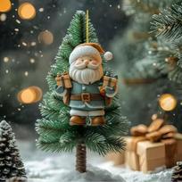 Flat Acrylic Santa Claus Christmas Tree and Car Ornaments 8cm