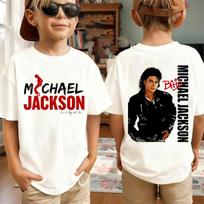 King of Pop Michael Jackson Fashion T-shirt for Children Anime Cartoon Printed Cute Short-sleeved Top Boys Girls Summer T-shirts 100 black