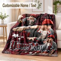 Eminem Custom Name Flannel Throw Blanket Soft Warm for Sofa Bed Indoor Home Use 100cmx150cm