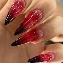 24pcs Blood Red Fake Nails Gradient Long Pointed False Nail Patch Full Cover Wearable Fake Nail Tips Halloween Manicure Sets brown