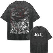 Anime 'JoJo's Bizarre Adventure' World · King Crimson · Killer Queen Retro Washed T-Shirt 2XL gray