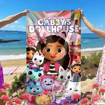 Gabby's Dollhouse Print Beach Towel, Versatile Lightweight Absorbent Beach Towel for Pool Surf Yoga Bathroom, Perfect Birthday Holiday Gift 70cmx140cm(27x55inch) white
