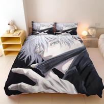 Jujutsu Kaisen Satoru Gojo Bedding Set 3D Anime Satoru Gojo Christmas Gift King Twin Double Child Duvet Cover Set 70x133cm 2pcs gray
