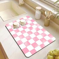 Checkerboard Drip Mat with Non Slip Rubber Base Anti Dirt for Coffee Machine Kitchen Sink Bathroom Countertop 20x30cm