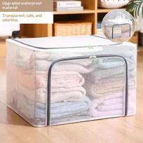 24L Waterproof Storage Box Transparent Steel Foldable Clothes Organizer Folding Box