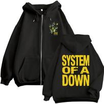 Band System of A Down Soad Cat Eyes EU  Tour Zipper Hoodie Harajuku Hip Hop Sweatshirt Oversized Fleece Y2k Coats Streetwear M juoda