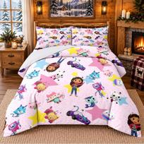 Gabby’s Dollhouse Pattern Bedding 3Pcs Set Bed Sheet And Pillowcases For Indoor Bedroom 140cmx210cm