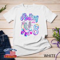 Birthday Rolling into 8 Gradient Cute Skates Gifts Girl Kids Unisex T-Shirt 120 white