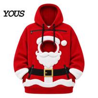 Comfortable Loose Fit Pet Travel Gear Pouch Christmas Hoodie for Women Men, Oversized Warm Fleece Lined Dog Portable Cat Carrying Kangaroo Carrier 2XL red