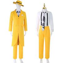 Disguised Geek Cos Suit Jim Carry Masked Man Yellow Long Suit Cosplay Suit XXXL white