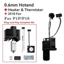 For Bambu Lab P1S Hotend Complete Assembly Upgrade Non-removable Hardened Steel For X1 X1C P1P P1S Fan Nozzle X1 Carbon Hot End