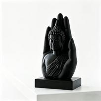 Handheld Palm Buddha Statue Spiritual Buddha Sculptures Funny Buddha-in-Palm Statue  Living Room juoda
