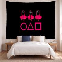 Squid Game (1) Art Wall Hanging Tapestry for Home Bedroom Living Room Decor Great Gift Idea 100cmx150cm red