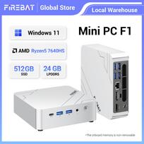 FIREBAT F1 MINI PC AMD Ryzen 5 7640HS LPDDR5 24GB RAM 512GB SSD WIFI6 BT5.2 Portable MINI-PC Windows 11 Desktop Computer 24GB RAM 512GB SSD white