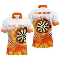 3D Printed Dart Geometry Polo Shirt for Men Tees Summer Street Loose Short Sleeve Tops Gift for Darts Lovers Men Lapel T-Shirts XL beige