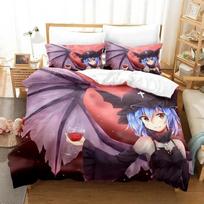 3D Touhou Project Remilia Scarlet Bedding Set Cartoon Anime three-piece set Adult Kid Bedroom Duvet cover Sets 3D Kawaii Girls 70x133cm 2pcs gray