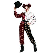 Cosplay halloween dark circus clown costume playing card pattern onesie carnival costume 2XL black