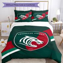 3pcs Leicester Tigers Bedding Set Duvet Cover Closure Includes 1 Duvet Cover & 2 Pillowcases, Soft and Comfortable for All Seasons. 140cmx200cm