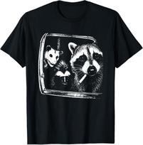 Trash Panda Night Crew Vintage Raccoon Opossum Skunk T-Shirt S gray