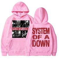 Rock Band System of A Down Graphic Hoodies Men Women Vintage Metal Popular Long Sleeve Oversized Fleece Hipster Hoody Sweatshirt M rožinė