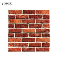 Aukščiausios kokybės 3D plytų plytelių lipdukas Lipnus sienų lipdukas Apsaugai nuo dėmių Virtuvės dekoras 10PC Dark Red