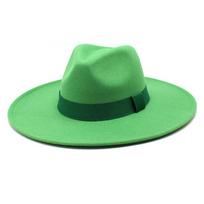 Vilnos veltinio skrybėlė su plačiu krašteliu, prabangaus mados dizaino, vyrams ir moterims Color U green