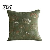 Nordic Style Pillow Shams Embroidered Dandelion Cushion Cover, Farmhouse Throw Case, Decorative Covers Cover for Sofa Couch Bedroom Washable Cases A žalia