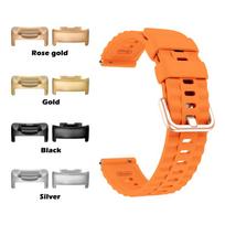 Compatible with Fitbit Charge 6 5 Women Girl Rose Gold Buckle Wristband for Chagre 5 6 Metal Connector Replacement Watch Strap Charge 5&Silver Connector orange