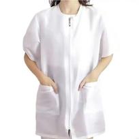 Trumpomis/ilgomis rankovėmis kirpyklos uniformos Poliesterio kirpimo chalatas Prijuostė Grožio salonui White Short Sleeve white