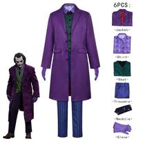 Tamsus riteris Heath Ledger kostiumas Klouno kostiumas Cosplay Helovino vakarėlio kostiumas: kostiumas ir viršutinių drabužių komplektas M blue