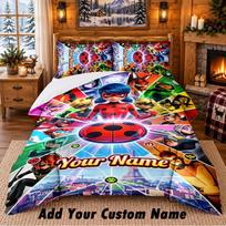 Miraculous Ladybug Custom Name 3Pcs Bedding Set 1 Bed Sheet 2 Pillowcases Bedroom Home Decor 180cmx210cm