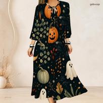 Women Plus Size Two Piece Dress Set Three Quarter Sleeve Cropped Cardigan Sleeveless Long Dress Halloween Dachshund Printed 4XL white