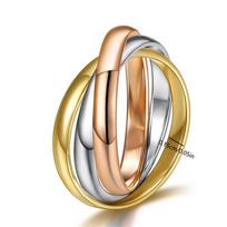 Fashion 3 Finger Ring Sets For Women Stainless Steel Wedding Engagement Rings for Couples Personalized Jewelry Wholesale 6 beige