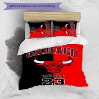 3pcs Chicago Bulls Design Cover Set - HD Printed Bedding with 1 Cover and 2 Pillowcases - Perfect for Home and Dorm Decor 135cmx200cm