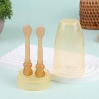 2Pcs Baby Oral Cleaning Brush Silicone Toothbrush Tongue Cleaner Safe Soft Head With Storage Case For Newborn Infant Mouth Care A3 beige
