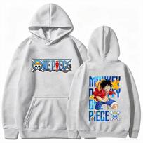 One Piece Men's Hoodie Monkey D Luffy Fleece Sweatshirt High Quality Warm Autumn Winter Pullover XL gray